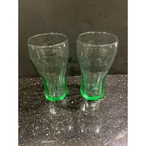 Vintage Embossed Coca Cola Soda Fountain Glasses 12 Oz Set of Two